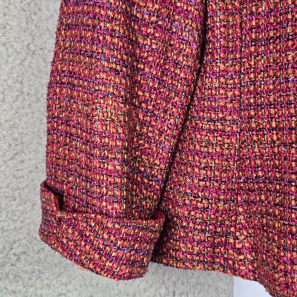 Maggy London Petites Cropped Tweed Silk Blend Blazer Pink Multicolor Classic - Picture 7 of 16